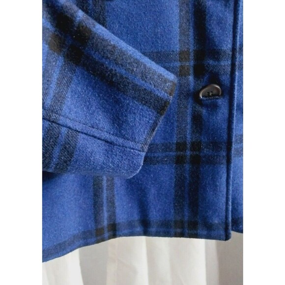 Old Navy Black and Blue Plaid Recycled Wool Blend Pea Coat Size L - Picture 5 of 10